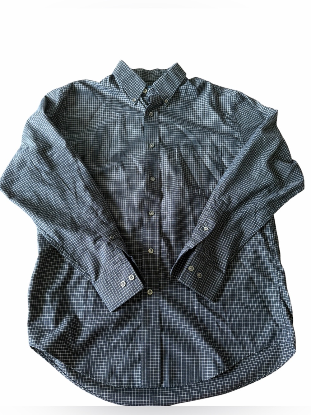croft & barrow Men's Navy and White Check Button-Down Shirt